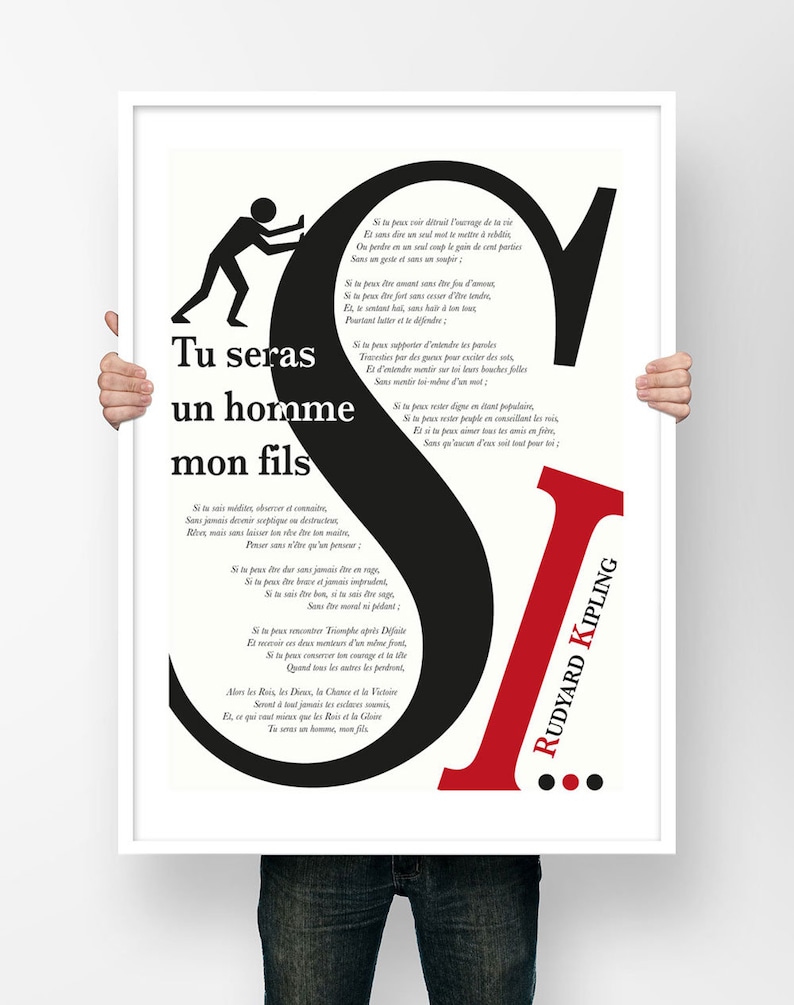 Affiche Illustration Poésie Rudyard Kipling Si tu seras un homme mon ...