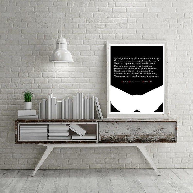 Poster Citation Letter Musset To Georges Sand Literary Etsy