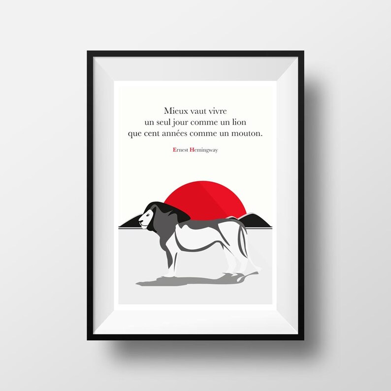 Affiche Citation Ernest Hemingway Mieux vaut vivre un seul