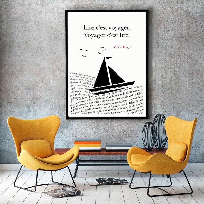 Affiche Citation Victor Hugo Lire c�est voyager voyager Etsy