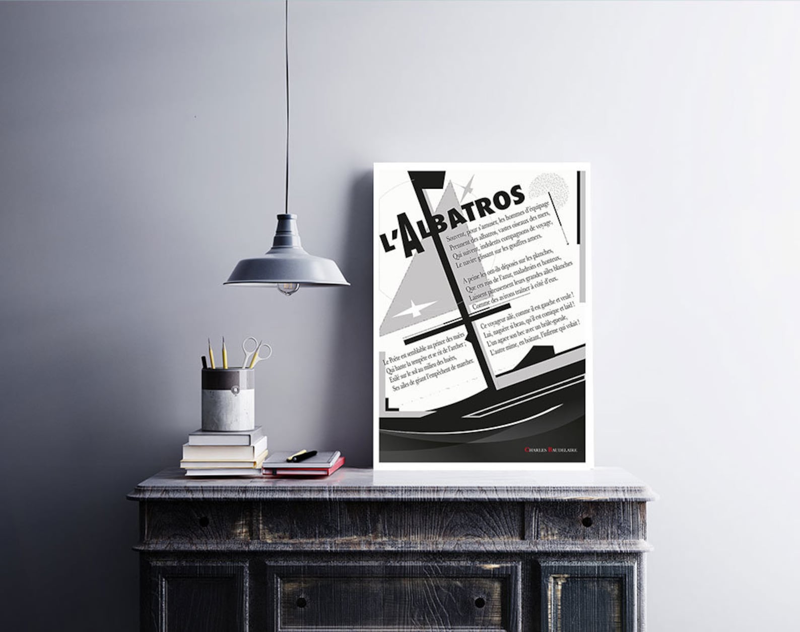 Charles Baudelaire L'Albatros Illustration Poésie - Affiche Poème ...