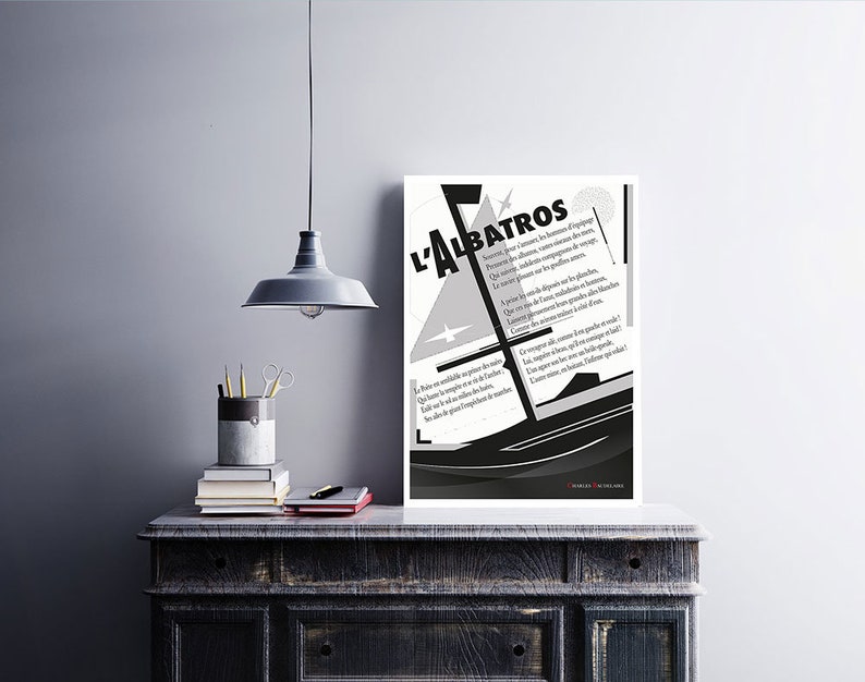 Charles Baudelaire L'Albatros Illustration Poésie - Affiche Poème ...