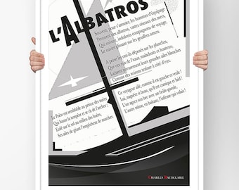 Poem Print Literary Poster - Poster Charles Baudelaire L'Albatros Illustration Poetry