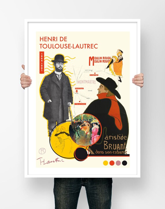 VINTAGE ARISTIDE BRUANT TOULOUSE LAUTREC A4 POSTER PRINT