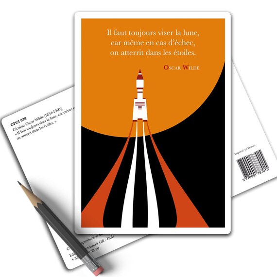 Poster Citation Oscar Wilde You Should Always Aim For The Moon Etsy