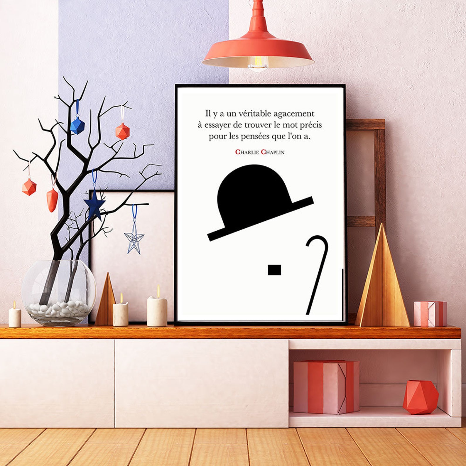 Affiche Citation Charlie Chaplin Pensée Mot Poster Art Littéraire
