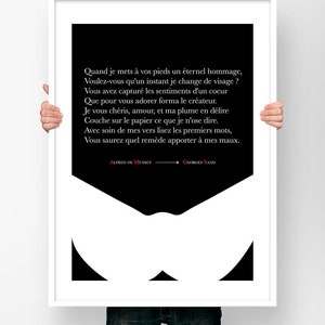 Plakat Citation Brief Musset an Georges Sand - Poster Literatur Schriftsteller Dekoration