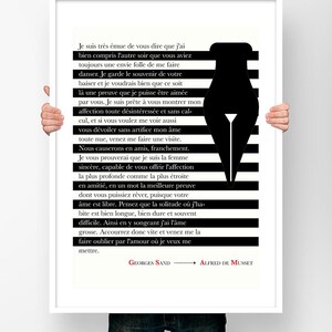 Posterbrief von Georges Sand an Alfred de Musset - Literarisches Plakat Literatur Schriftsteller Dekoration