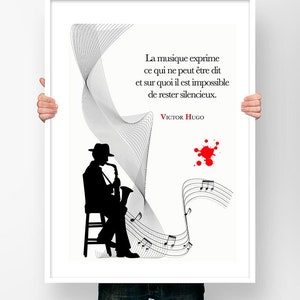 Poster Quote Victor Hugo Music esprime ciò che non si può dire... - Poster Literature Writer