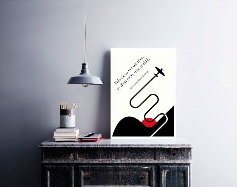 Affiche Citation Antoine de Saint-Exupéry Fais de ta vie un rêve, et d