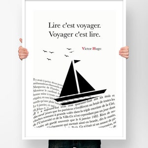 ヴィクトル・ユゴーの名言ポスター 読書は旅、旅は読書 - 文学ポスター 文学作家
