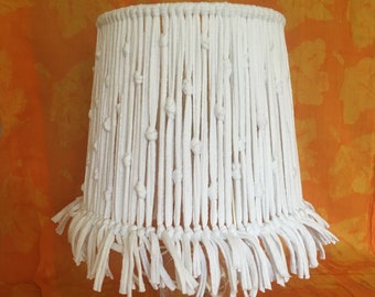 White Boho Macrame Lamp Shade