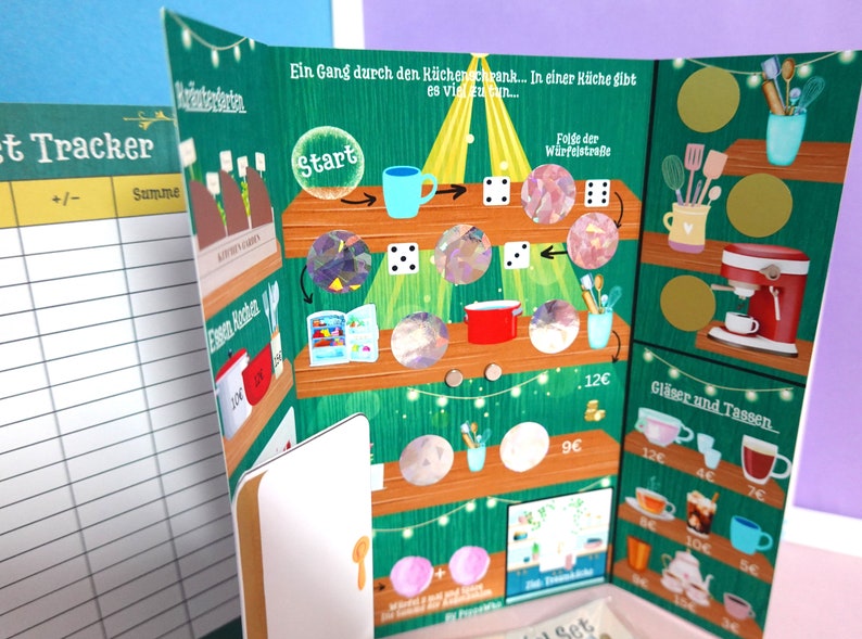 Der große Küchen Schrank Sparspiel mit einer Extrachallenge Spieleset mit Würfel und Spielfigur PeppaWho Budget Binder Spiel image 2