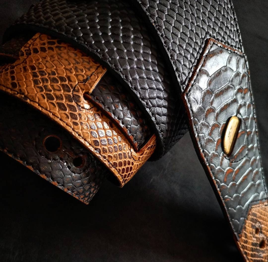 Legitimate Leather Guitar Strap With Pick Holder Etsy