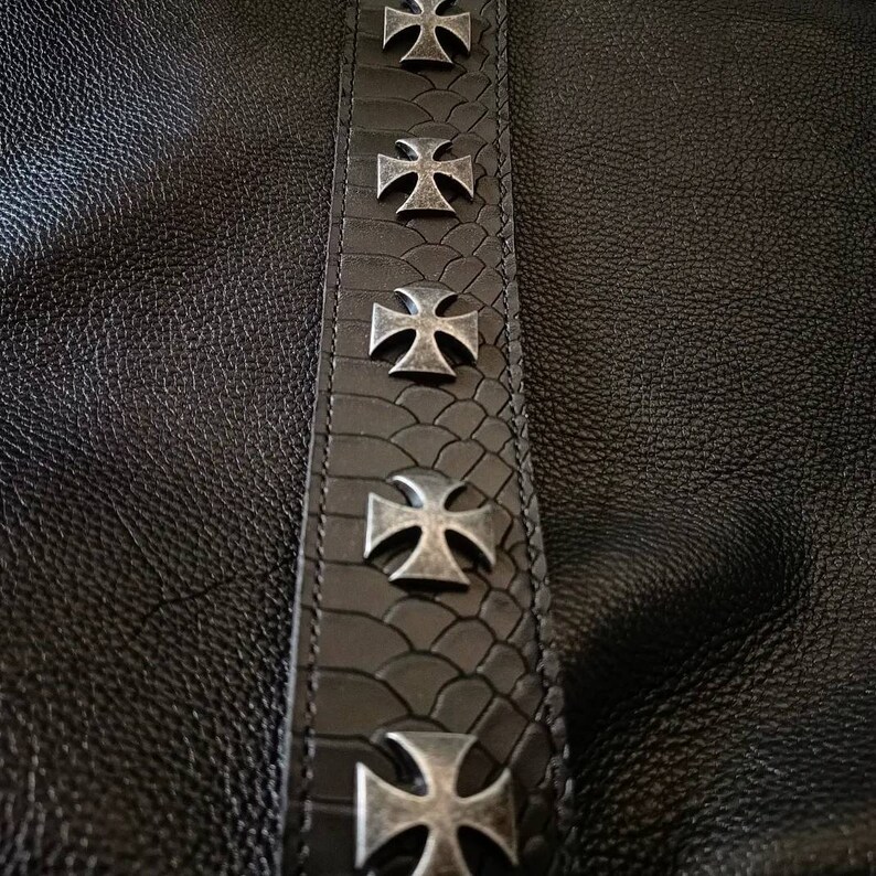 Leather Belt for Men Rocker Style Heavy Metal Belt Etsy