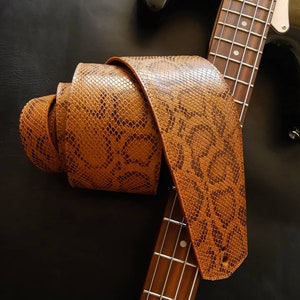 snake guitar strap/ handmade/ genuine leather