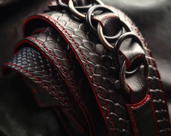 leather guitar strap with rings
