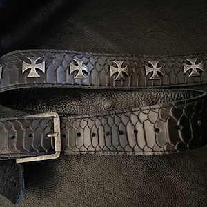 Leather belt for men rocker style, heavy metal belt