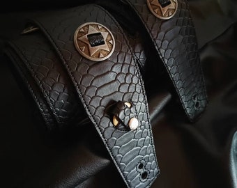 reptile leather guitar strap