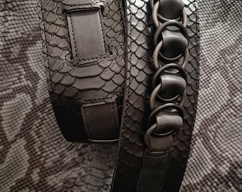 genuine leather guitar strap with rings