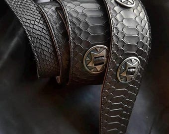 Snake leather guitar strap