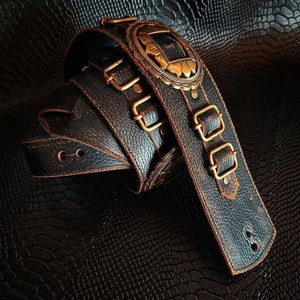 Genuine Leather Guitar Strap with Conchos