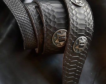 Snake leather guitar strap