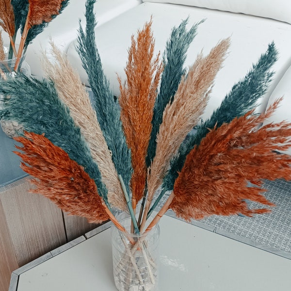 MIX Patina Pampasgras, Küsten-inspiriertes Design, Trockenblumen-Arrangement, natürliche Boho-Hochzeit, üppiger Pampas-Blumenstrauß, antike Wohnakzente