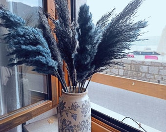 Navy Blue Dried Pampas Grass24/40": Boho Wedding Vase Arrangement