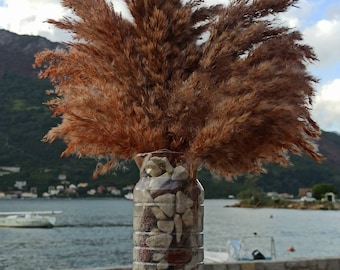 6-10-20Stem Dark-Terracotta Pampas Grass/Large Plumes/Dry Flower Arrangement/Bridal party/Table decor/Tall Vase/ Wedding Boho/Rustic Bouquet