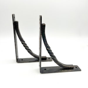 8&quot; x 10&quot; Hand-Forged Bella Twisted Shelf Brackets (Set of Two)