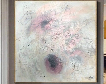 Abstrakte, sanfte Farbpalette, zarte Texturen, Kunst, traumhafte Atmosphäre, gedämpfte Farbtupfer, zeitgenössische Kunst, Heimdekoration, bildende Kunst