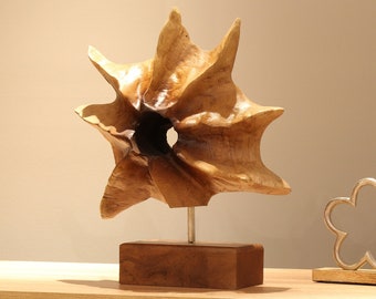 16x14" Original Wood Figurine Abstract Starfish Creative Modern Sculpture Table Decor Wood Desktop Art EDELWEISS