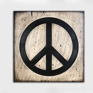 Custom Logo Laser Print on Wood Peace Symbol Wooden Wall Hanging Hippie Symbol Art Custom Symbol Laser Engraved On Wood 11.8"x11.8"