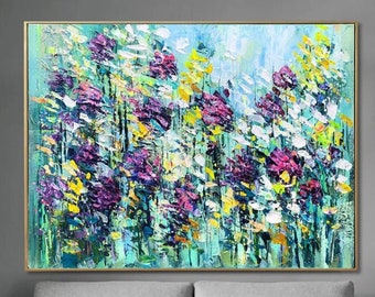 Flower Paintings Framed Nature Wall Art Canvas Colorful Abstract Painting Oil Paintings On Canvas Original Living Room Wall Art 23.6x31.5"