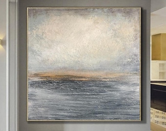 Neutral Textured Seascape Abstract Canvas Wall Art