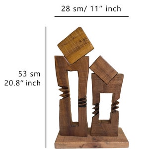 20.8x11 Abstract Wood Sculpture Art Wood Statue Hand Carved Art Modern Abstract Table Desktop Art Original Decor for Room TWO TOWERS image 5