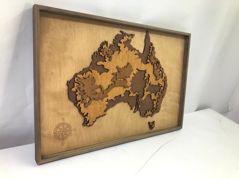 Australia Wooden Map Carved Wood Map of Australia Australia Etsy