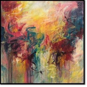 Large Colorful Abstract Expressionist Painting On Canvas Modern Vibrant Hand-Painted Art Original Acrylic Painting for Home Wall Decor