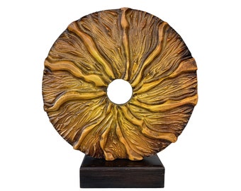 Best Gift Abstract Round Wood Sculpture Hand Carved Modern Sculpture Creative Desktop Art Original Table Figurine FERTILITY 18.5x15"