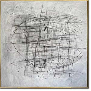 Pittura astratta minimalista, pittura moderna monocromatica in bianco e nero, pittura strutturata, decorazione da parete espressionista per la casa, 50&quot;x50&quot;