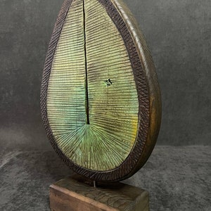 18x15 Creative Wood Figurine Abstract Ribbed Sculpture Hand Carved Table Figurine Desktop Decor GRANO image 4