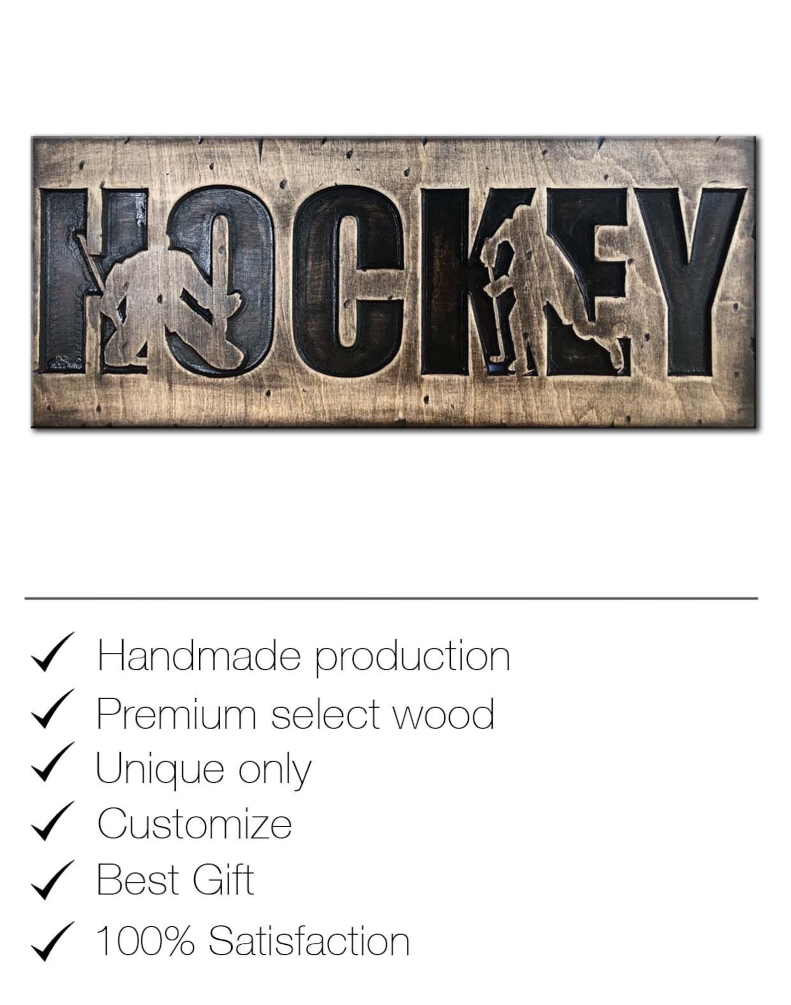 Hockey Wall Art Engraved Wood Sign Wooden Art Decor Custom Etsy