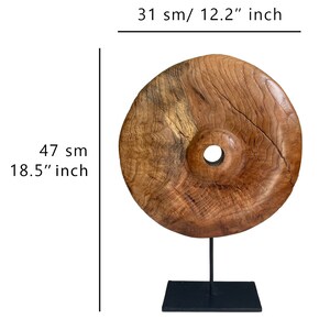 18.5x12.2 Abstract Wood Sculpture Wall Art Modern Round Wood Statue Hand Carved Art Table Desktop Wall Art for Indie Room NATURE OF THINGS zdjęcie 5