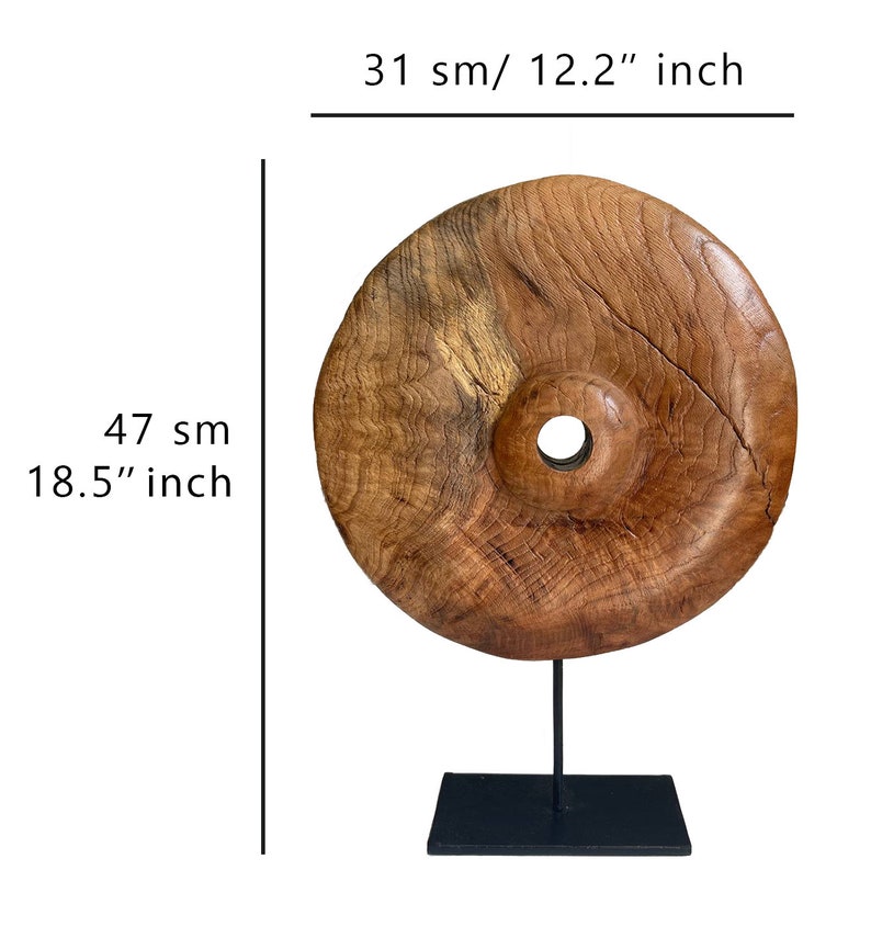 18.5x12.2 Abstract Wood Sculpture Wall Art Modern Round Wood Statue Hand Carved Art Table Desktop Wall Art for Indie Room NATURE OF THINGS image 5