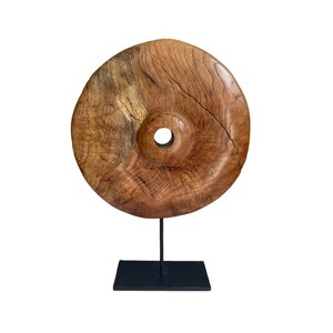 18.5x12.2 Abstract Wood Sculpture Wall Art Modern Round Wood Statue Hand Carved Art Table Desktop Wall Art for Indie Room NATURE OF THINGS image 4