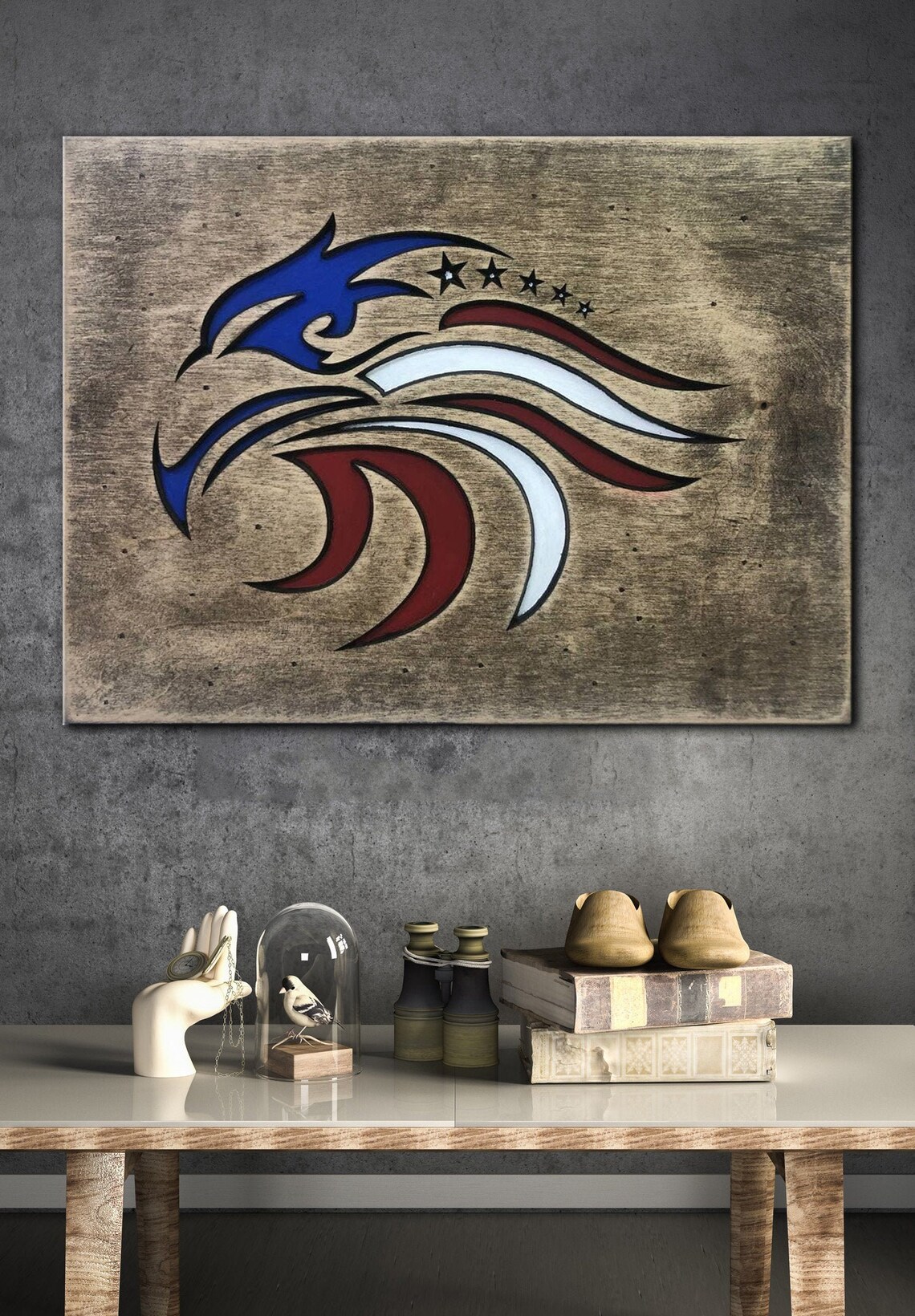 Eagle Wood Wall Art Eagle Wood Carving Colorful Bird Engraved Etsy