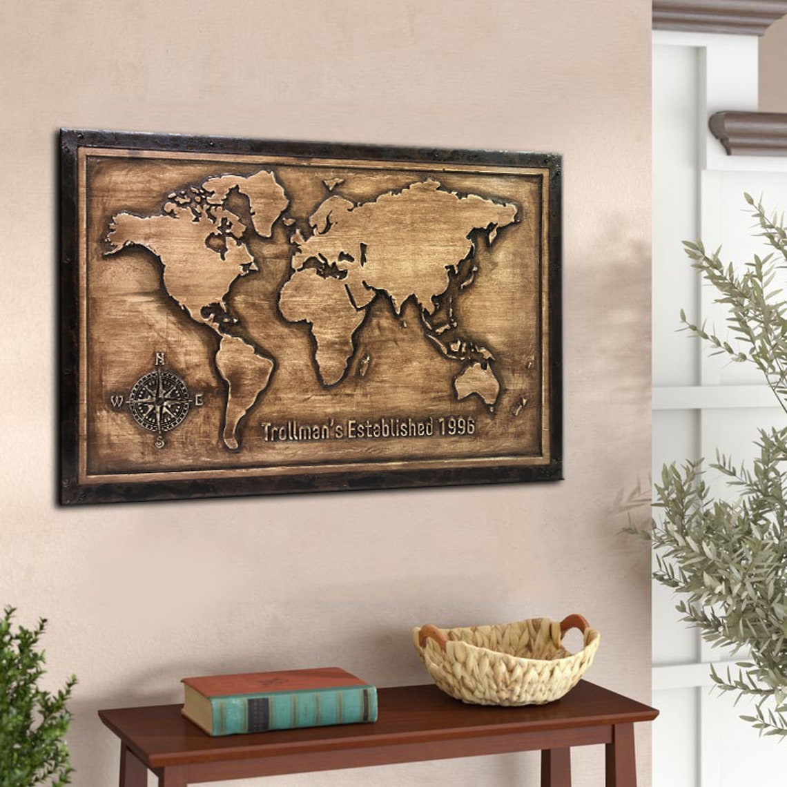 World Wooden Map Large Wooden Map Engraved Wood Map Wooden Etsy