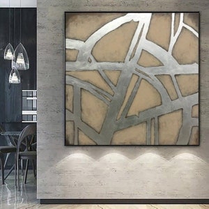 Original Canvas Silver Painting Silver Wall Art Painting Contemporary Art Abstract Textured Painting Silver Wall Artwork zdjęcie 2