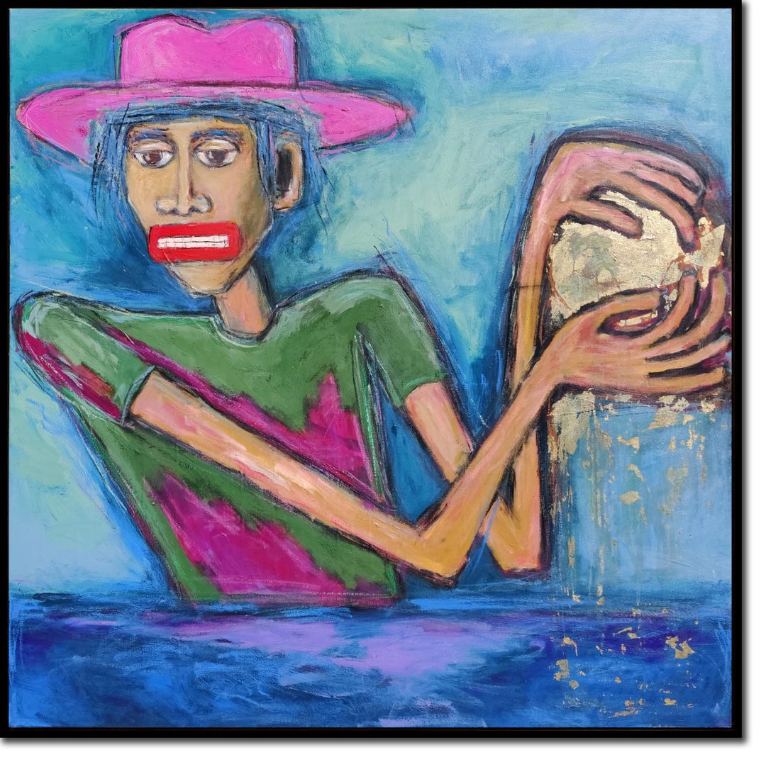 Vibrant Abstract Expressionist Painting Colorful Surreal Figurative ...